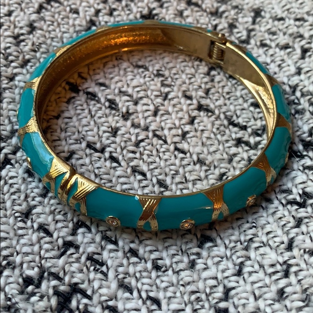 Turquoise and Gold Metal Cuff